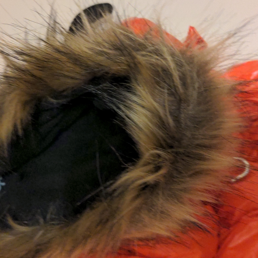 Spark paws red puffer fleece lined  faux fur brim  hoodie multiple sizes availab - Picture 6 of 9